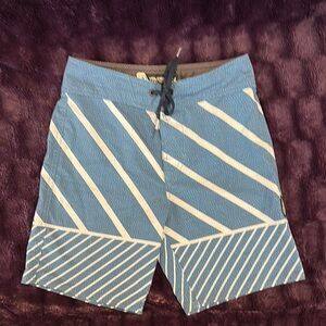 Boys Volcom Blue Striped Swim Shorts